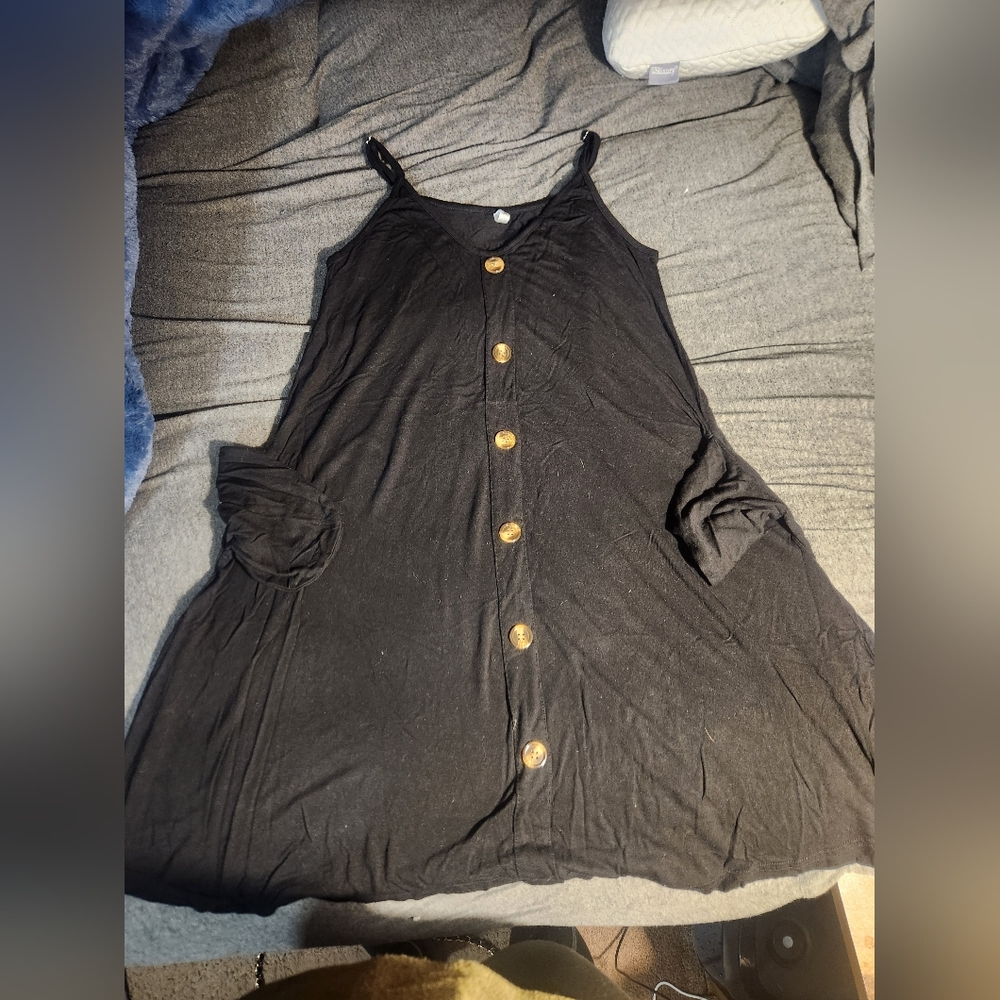 Black Button-Down Sleeveless Dress